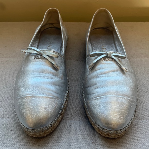 Prada Women's Espadrilles Silver Size 38/7.5 SB11 - Picture 2 of 16